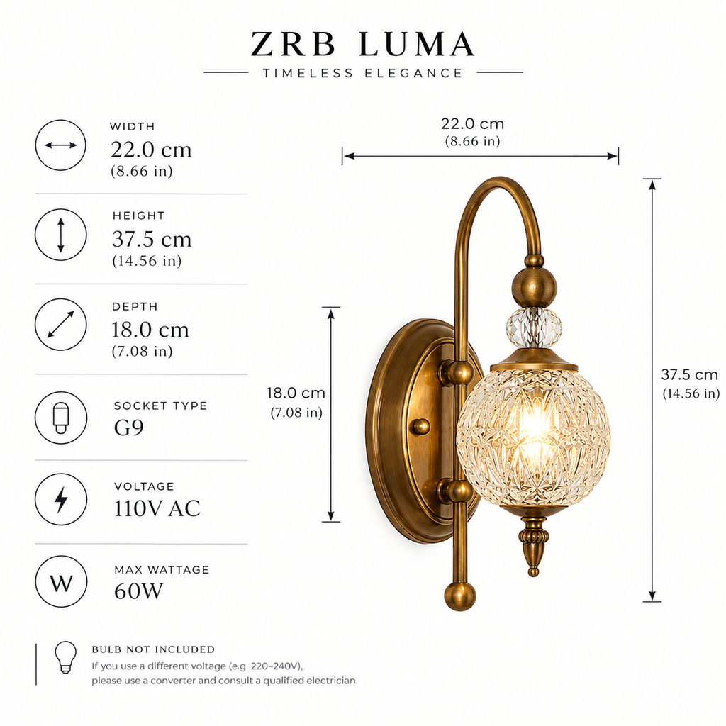 Glassé | Modern Glass LED Bedside Wall Sconce | ZRB LUMA